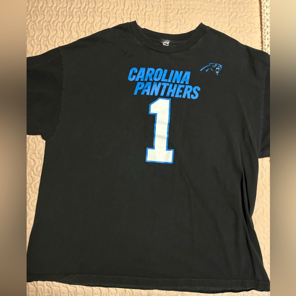Adult Carolina Panthers Cam Newton XXL Jersey T-Shirt Black NFL Old Quarterback
